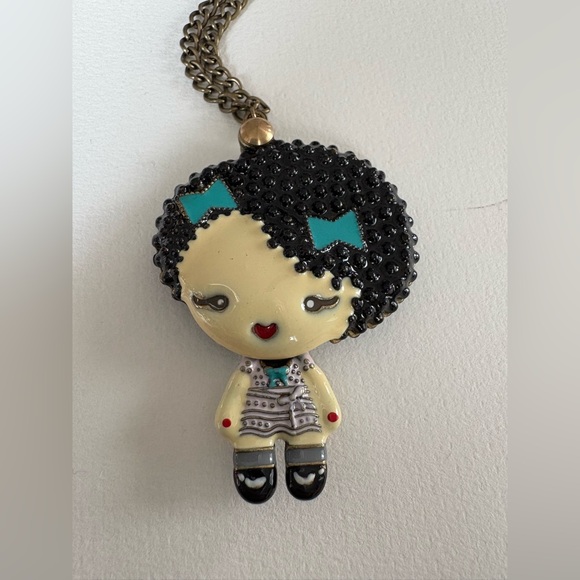 RARE Harajuku Lovers Bronze Gwen Stefani Baby Mirror Pendant Necklace NWT - Picture 3 of 10
